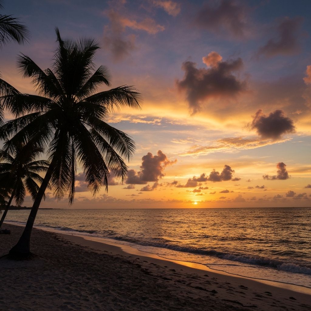 Sunset over the ocean coast